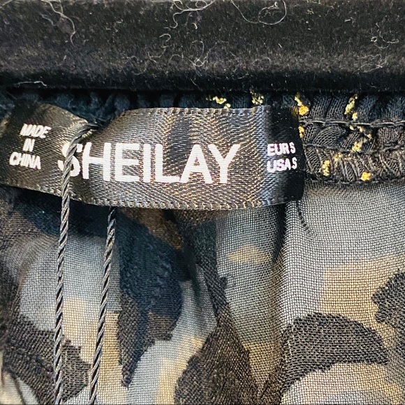 NWT Sheilay Shear Peasant Blouse Black & Gold - Picture 3 of 7